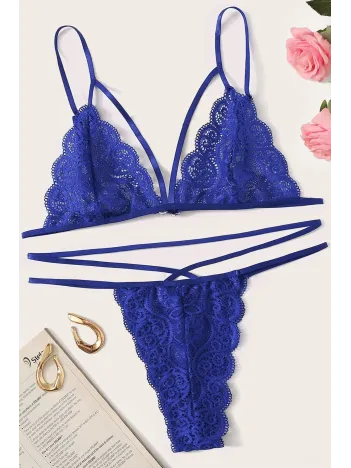 Kadın Mavi Dantel Sütyen Külot Takımı – Modern, Konforlu Ve Günlük Kombinlere Uygun