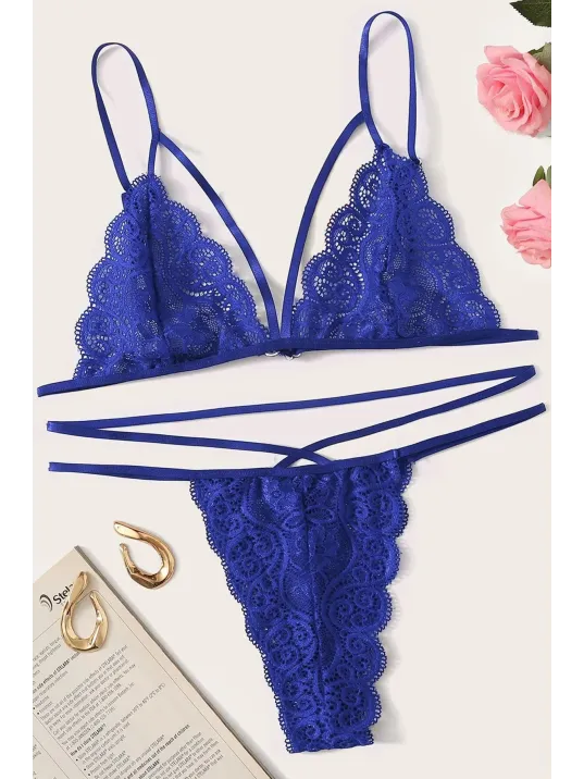 Kadın Mavi Dantel Sütyen Külot Takımı – Modern, Konforlu Ve Günlük Kombinlere Uygun