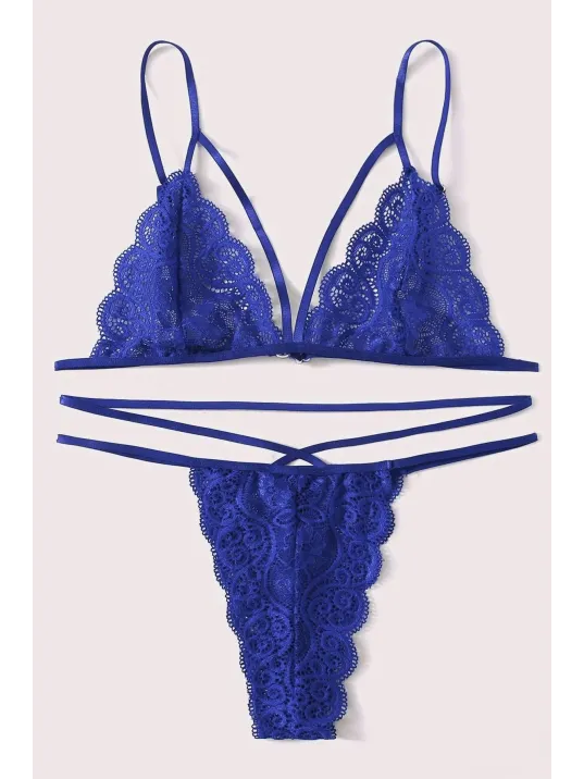 Kadın Mavi Dantel Sütyen Külot Takımı – Modern, Konforlu Ve Günlük Kombinlere Uygun