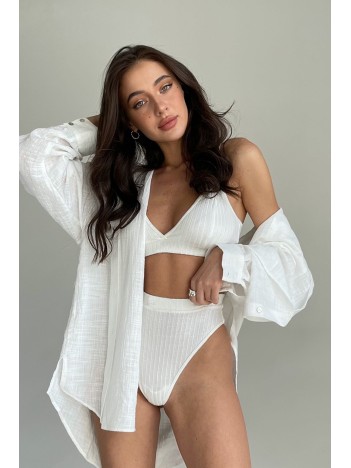 Kadın Beyaz Yüksek Bel Dolgusuz Slip Takım – Modern, Konforlu Ve Günlük Kombinlere Uygun