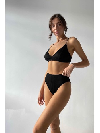 Kadın Siyah Yüksek Bel Dolgusuz Slip Takım – Modern, Konforlu ve Günlük Kombinlere Uygun