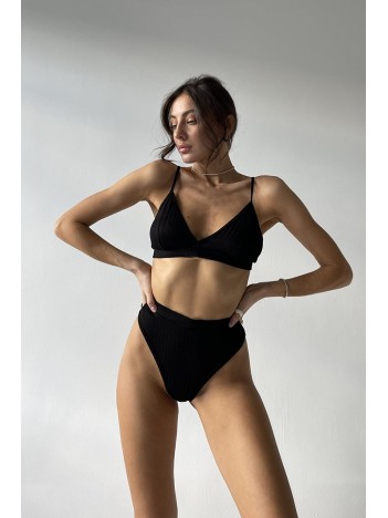 Kadın Siyah Yüksek Bel Dolgusuz Slip Takım – Modern, Konforlu Ve Günlük Kombinlere Uygun