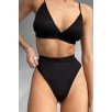 Kadın Siyah Yüksek Bel Dolgusuz Slip Takım – Modern, Konforlu ve Günlük Kombinlere Uygun