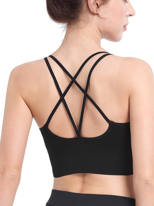 Kadın Siyah Çarpraz İpli Spor Büstiyer – Modern ve Şık Tasarım