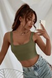 Kadın Haki Yeşili Kalın Askılı Crop Top Büstiyer – Modern Ve Şık Tasarım
