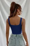 Kadın Lacivert Kalın Askılı Crop Top Büstiyer – Modern Ve Şık Tasarım