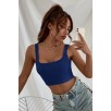Kadın Lacivert Kalın Askılı Crop Top Büstiyer – Modern ve Şık Tasarım