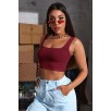 Kadın Bordo Kalın Askılı Crop Top Büstiyer – Modern ve Şık Tasarım