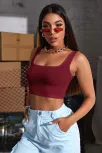 Kadın Bordo Kalın Askılı Crop Top Büstiyer – Modern Ve Şık Tasarım
