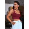 Kadın Bordo Kalın Askılı Crop Top Büstiyer – Modern ve Şık Tasarım