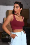 Kadın Bordo Kalın Askılı Crop Top Büstiyer – Modern Ve Şık Tasarım