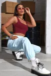 Kadın Bordo Kalın Askılı Crop Top Büstiyer – Modern Ve Şık Tasarım
