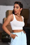 Kadın Beyaz Kalın Askılı Crop Top Büstiyer – Modern Ve Şık Tasarım