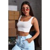 Kadın Beyaz Kalın Askılı Crop Top Büstiyer – Modern Ve Şık Tasarım