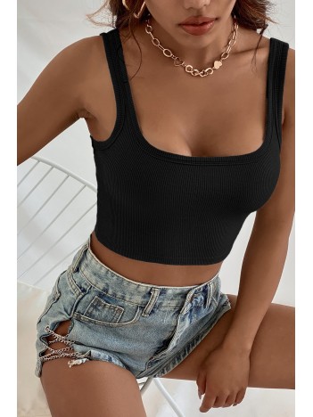 Kadın Siyah Kalın Askılı Crop Top Büstiyer – Modern Ve Şık Tasarım