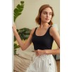 Kadın Siyah Kalın Askılı Crop Top Büstiyer – Modern ve Şık Tasarım