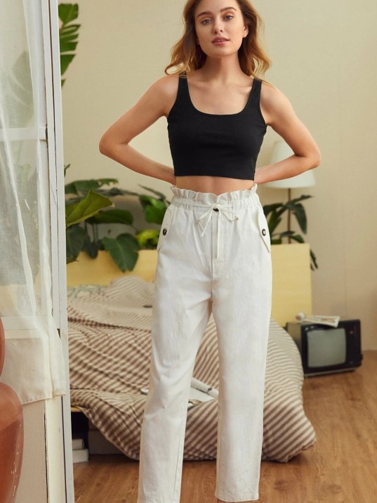 Kadın Siyah Kalın Askılı Crop Top Büstiyer – Modern ve Şık Tasarım