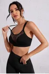 Kadın Siyah Fileli Crop Top Büstiyer – Modern Ve Şık Tasarım