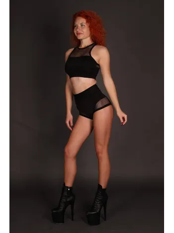 Kadın Siyah Alt Üst Fileli Yüksek Bel Sütyen Takımı – Modern, Konforlu Ve Günlük Kombinlere Uygun