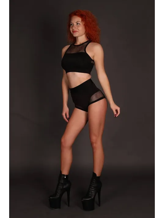 Kadın Siyah Alt Üst Fileli Yüksek Bel Sütyen Takımı – Modern, Konforlu Ve Günlük Kombinlere Uygun