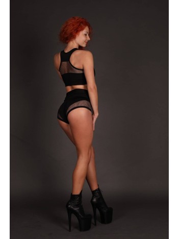 Kadın Siyah Alt Üst Fileli Yüksek Bel Sütyen Takımı – Modern, Konforlu Ve Günlük Kombinlere Uygun