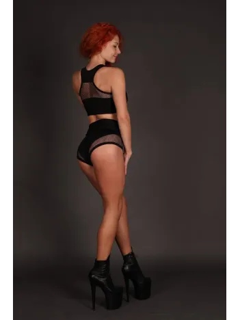 Kadın Siyah Alt Üst Fileli Yüksek Bel Sütyen Takımı – Modern, Konforlu Ve Günlük Kombinlere Uygun