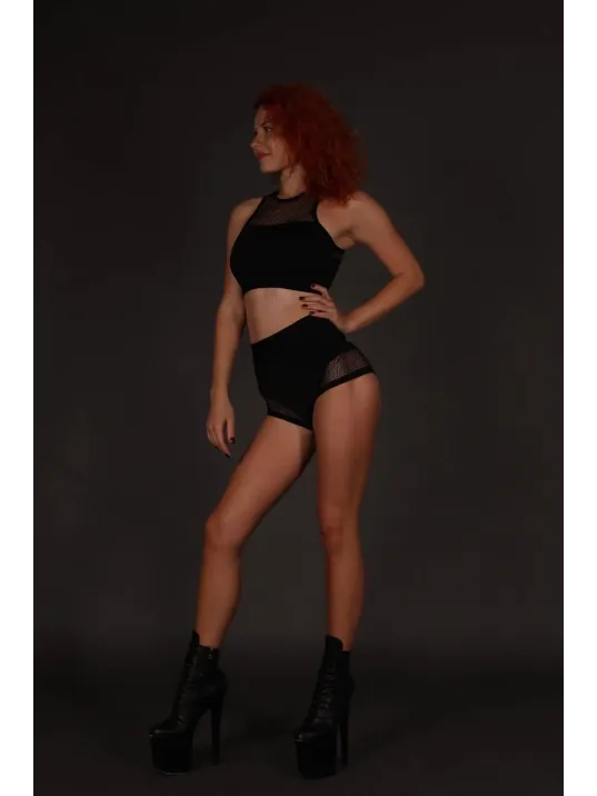 Kadın Siyah Alt Üst Fileli Yüksek Bel Sütyen Takımı – Modern, Konforlu Ve Günlük Kombinlere Uygun
