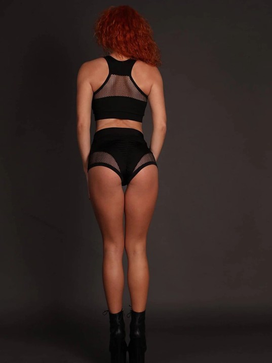 Kadın Siyah Alt Üst Fileli Yüksek Bel Sütyen Takımı – Modern, Konforlu Ve Günlük Kombinlere Uygun