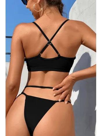 Kadın Siyah File Detaylı Iç Çamaşır Takımı – Modern, Konforlu Ve Günlük Kombinlere Uygun