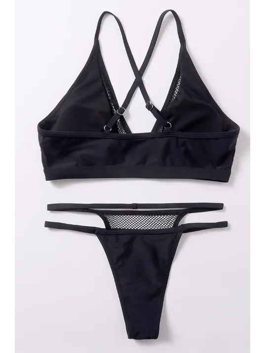 Kadın Siyah File Detaylı Iç Çamaşır Takımı – Modern, Konforlu Ve Günlük Kombinlere Uygun