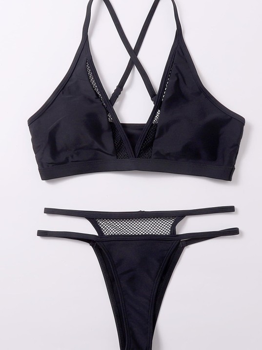 Kadın Siyah File Detaylı Iç Çamaşır Takımı – Modern, Konforlu ve Günlük Kombinlere Uygun