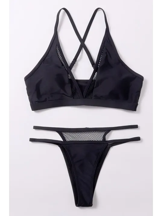 Kadın Siyah File Detaylı Iç Çamaşır Takımı – Modern, Konforlu Ve Günlük Kombinlere Uygun