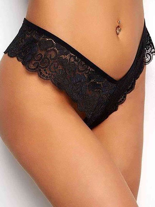Kadın Siyah Dantelli Seksi Külot – Modern Ve Şık Tasarım