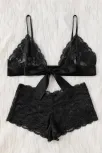 Kadın Siyah Dantelli & Kurdelalı Sütyen Külot Takımı