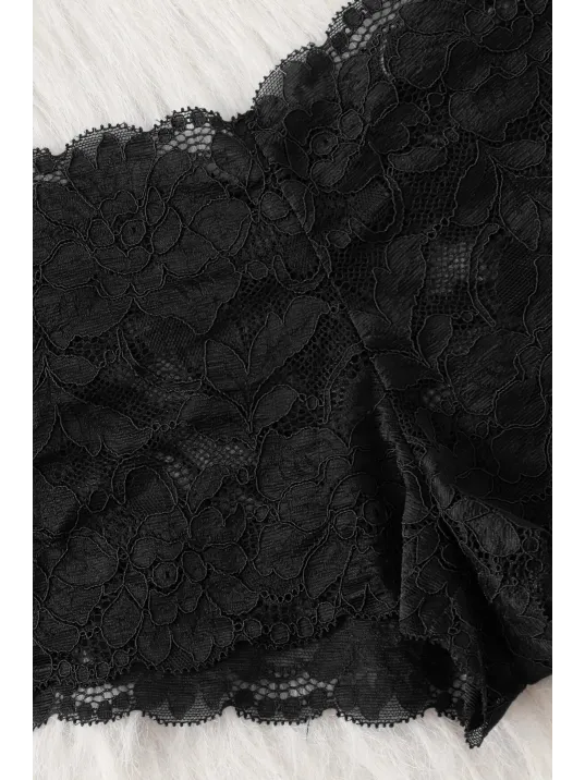 Kadın Siyah Dantelli & Kurdelalı Sütyen Külot Takımı