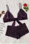 Kadın Mor Dantelli & Kurdelalı Sütyen Külot Takımı – Modern, Konforlu Ve Günlük Kombinlere Uygun