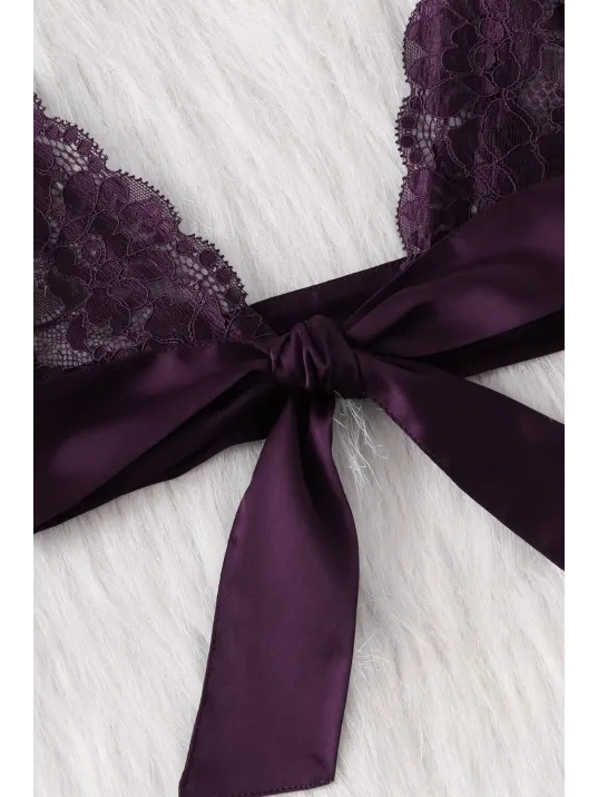 Kadın Mor Dantelli & Kurdelalı Sütyen Külot Takımı – Modern, Konforlu Ve Günlük Kombinlere Uygun