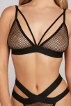 Kadın Siyah Fileli Beli Çapraz Lastikli Sütyen Takımı – Modern, Konforlu Ve Günlük Kombinlere Uygun