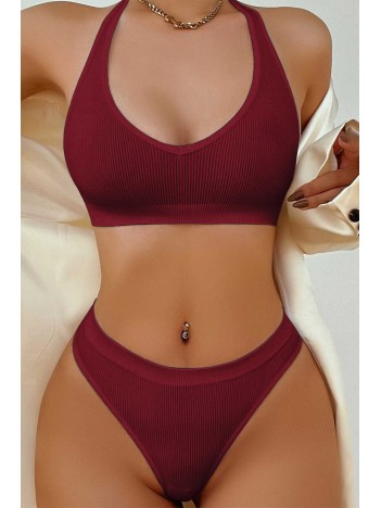 Kadın Bordo Seamless Tanga Sütyen Takım – Modern, Konforlu Ve Günlük Kombinlere Uygun