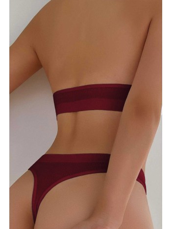 Kadın Bordo Seamless Tanga Sütyen Takım – Modern, Konforlu Ve Günlük Kombinlere Uygun