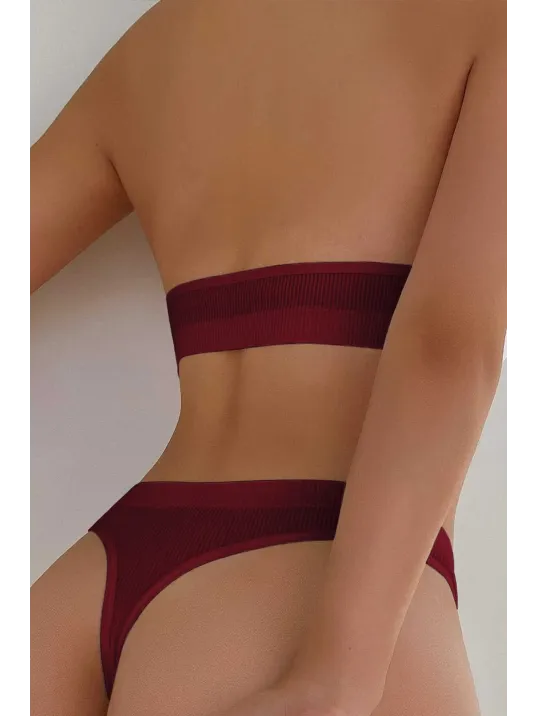 Kadın Bordo Seamless Tanga Sütyen Takım – Modern, Konforlu Ve Günlük Kombinlere Uygun
