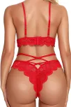 Kırmızı Çapraz Ip Detaylı Şık Sütyen Külot Takım