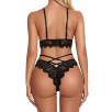 Siyah Çapraz Ip Detaylı Şık Sütyen Külot Takım