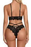 Siyah Çapraz Ip Detaylı Şık Sütyen Külot Takım