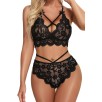 Siyah Çapraz Ip Detaylı Şık Sütyen Külot Takım