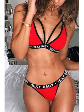 Kadın Kırmızı Yazı Detaylı Ipli Sütyen Takımı – Modern, Konforlu Ve Günlük Kombinlere Uygun