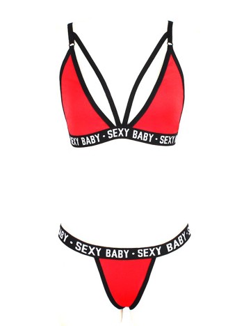 Kadın Kırmızı Yazı Detaylı Ipli Sütyen Takımı – Modern, Konforlu Ve Günlük Kombinlere Uygun