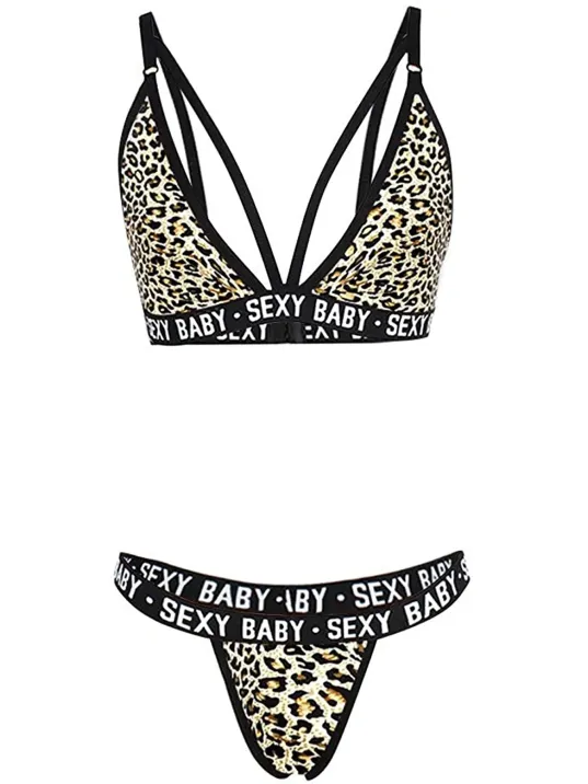 Kadın Leopar Desenli Yazı Detaylı Ipli Sütyen Takımı – Modern, Konforlu Ve Günlük Kombinlere Uygun