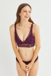 Kadın Mor Dantelli Büstiyer Sütyen Külot Takımı – Modern, Konforlu Ve Günlük Kombinlere Uygun