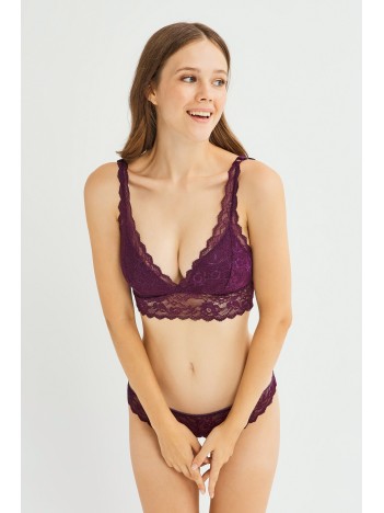 Kadın Mor Dantelli Büstiyer Sütyen Külot Takımı – Modern, Konforlu Ve Günlük Kombinlere Uygun